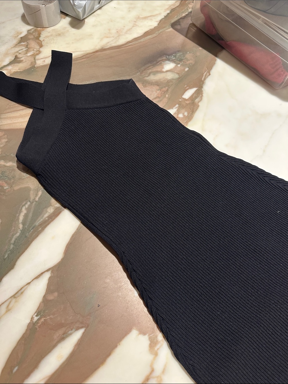 Aritzia Black halter Ribbed Knit Dress